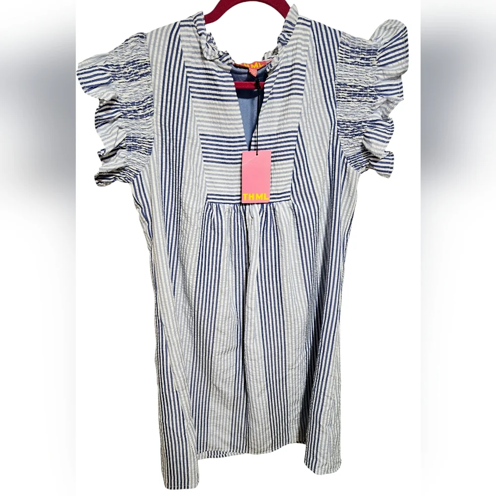 THML Flutter Sleeve Striped Dress - Picture 2 of 5